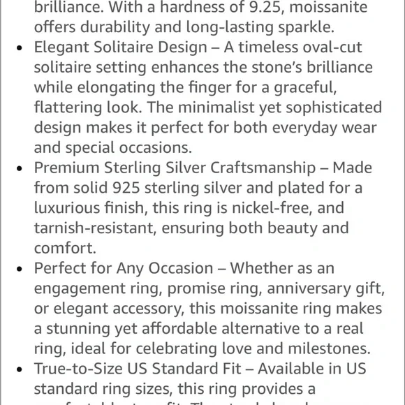 Gold Moissanite Ring Size 6 - Picture 7 of 7